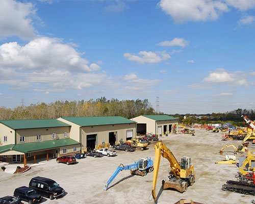 Sargents Equipment & Repair Service equipment yard side view