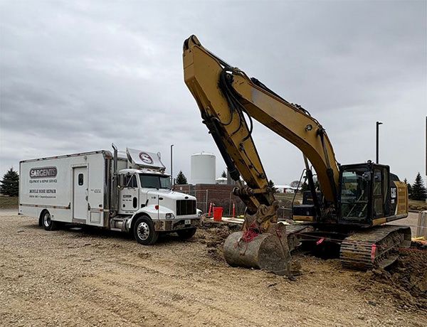 mobile repair truck and excavator