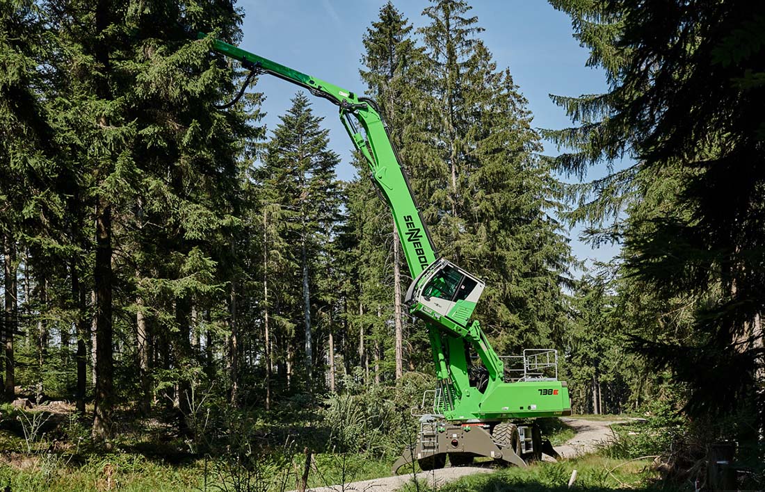 An excavator in a forest